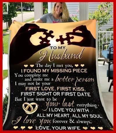 To My Husband My Missing Piece Sherpa Fleece Blanket