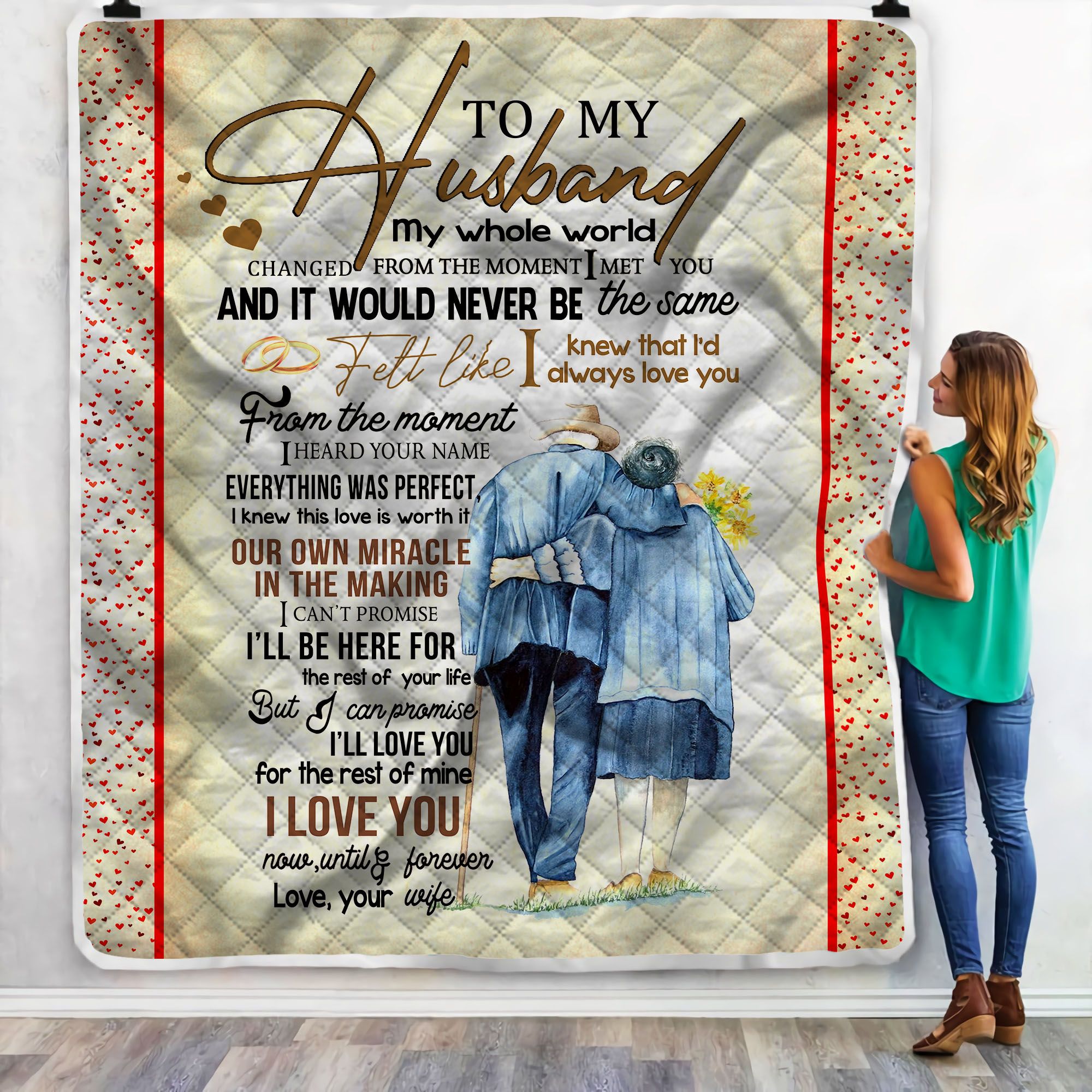 To My Husband Never Forget That I Love You Fleece Blanket