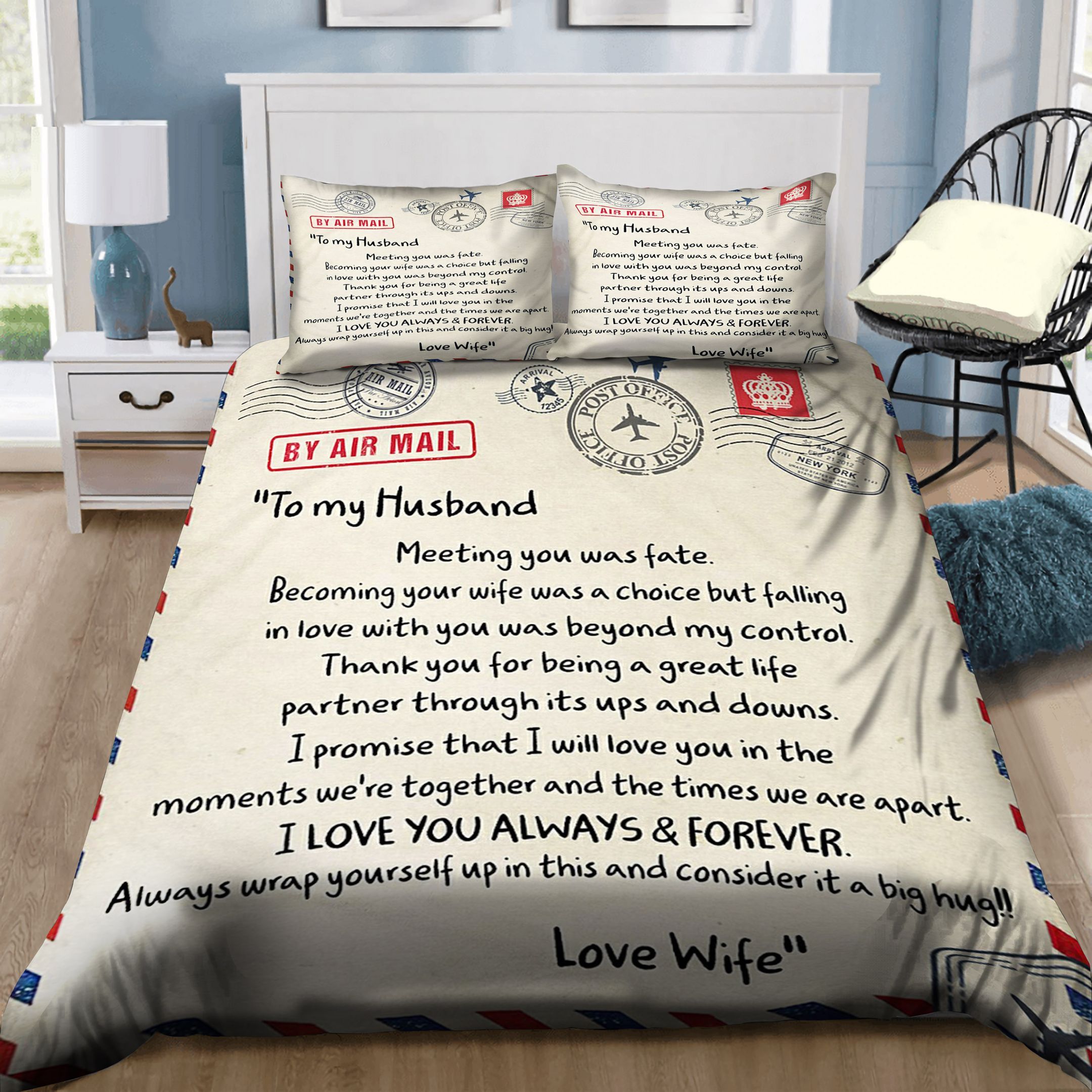 To My Husband Bedding Set