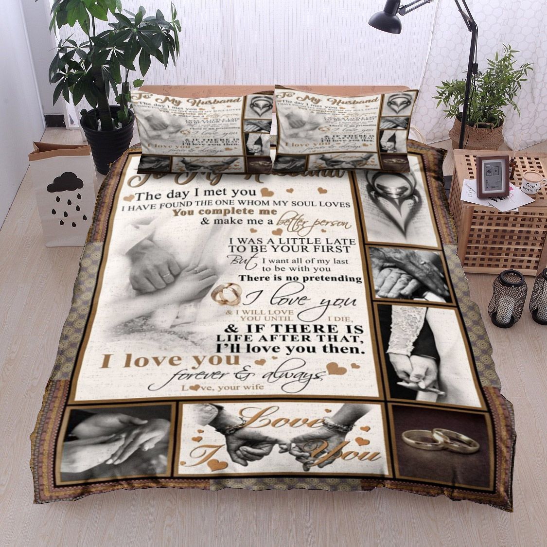 To My Husband Rings Bedding Set