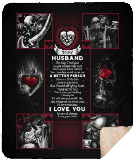 To My Husband Skull Sherpa Fleece Blanket