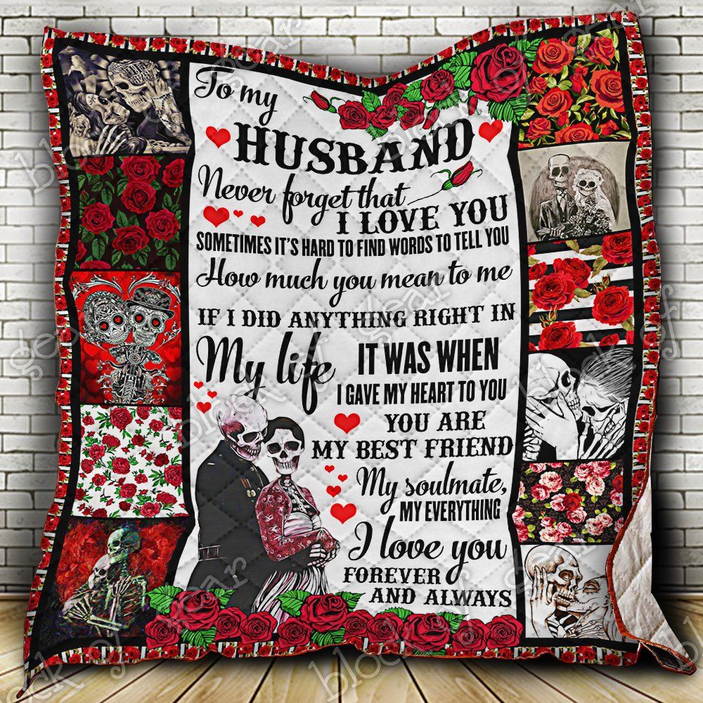 To My Husband Skull Couple Style Quilt Np274 Dhc11122470Dd