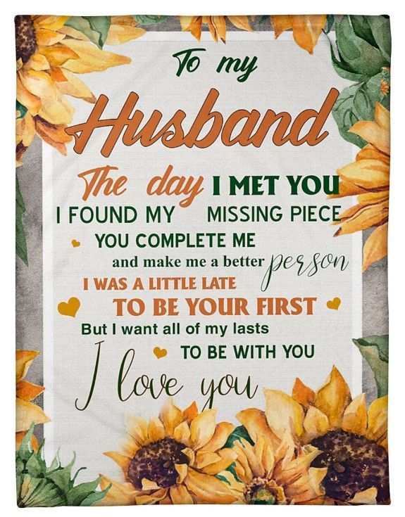 To My Husband Sunflower Sherpa Fleece Blanket