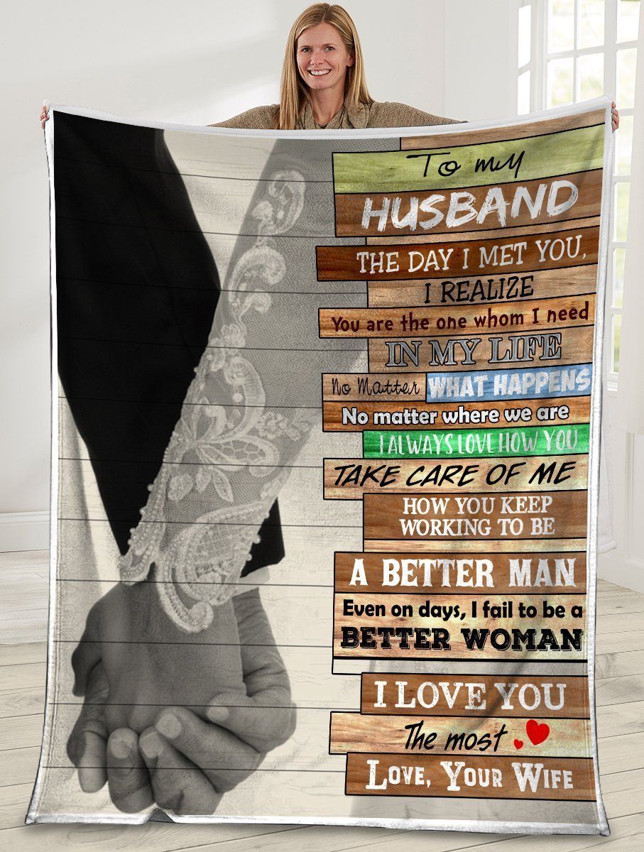 To My Husband The Day I Met You Husband And Wife Wedding Fleece Blanket