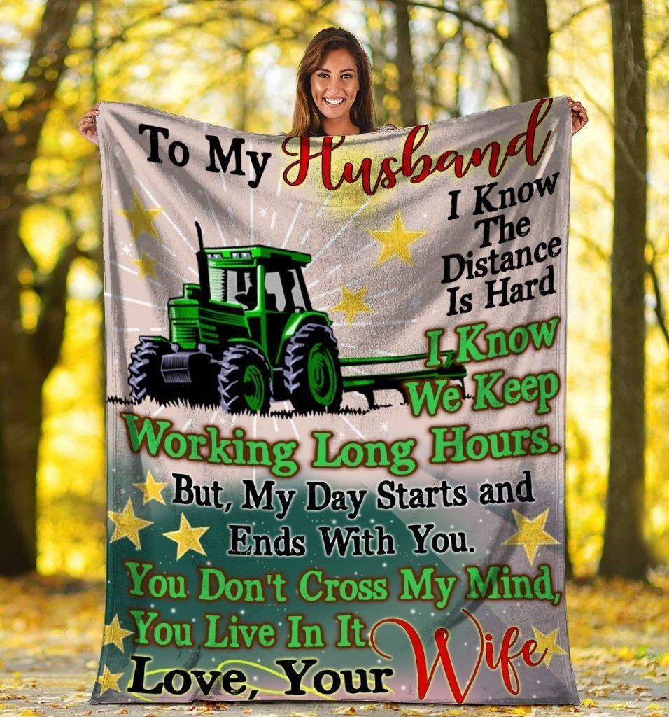 To My Husband Tractor Farming Farmer You Live In My Mind Fleece Blanket