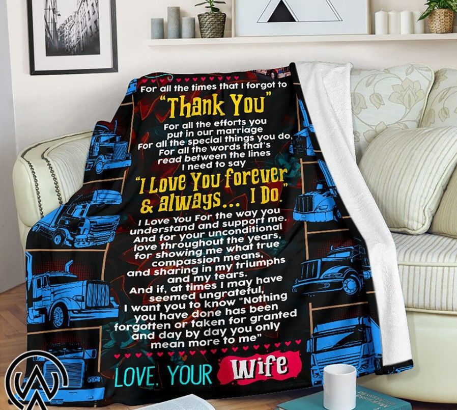To My Husband Trucker Sherpa Fleece Blanket