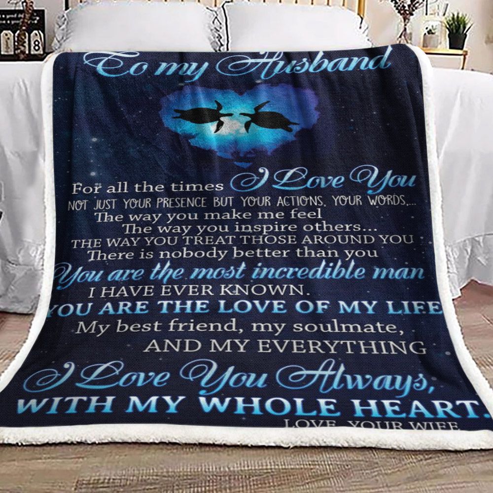 To My Husband Turtle Sherpa Fleece Blanket