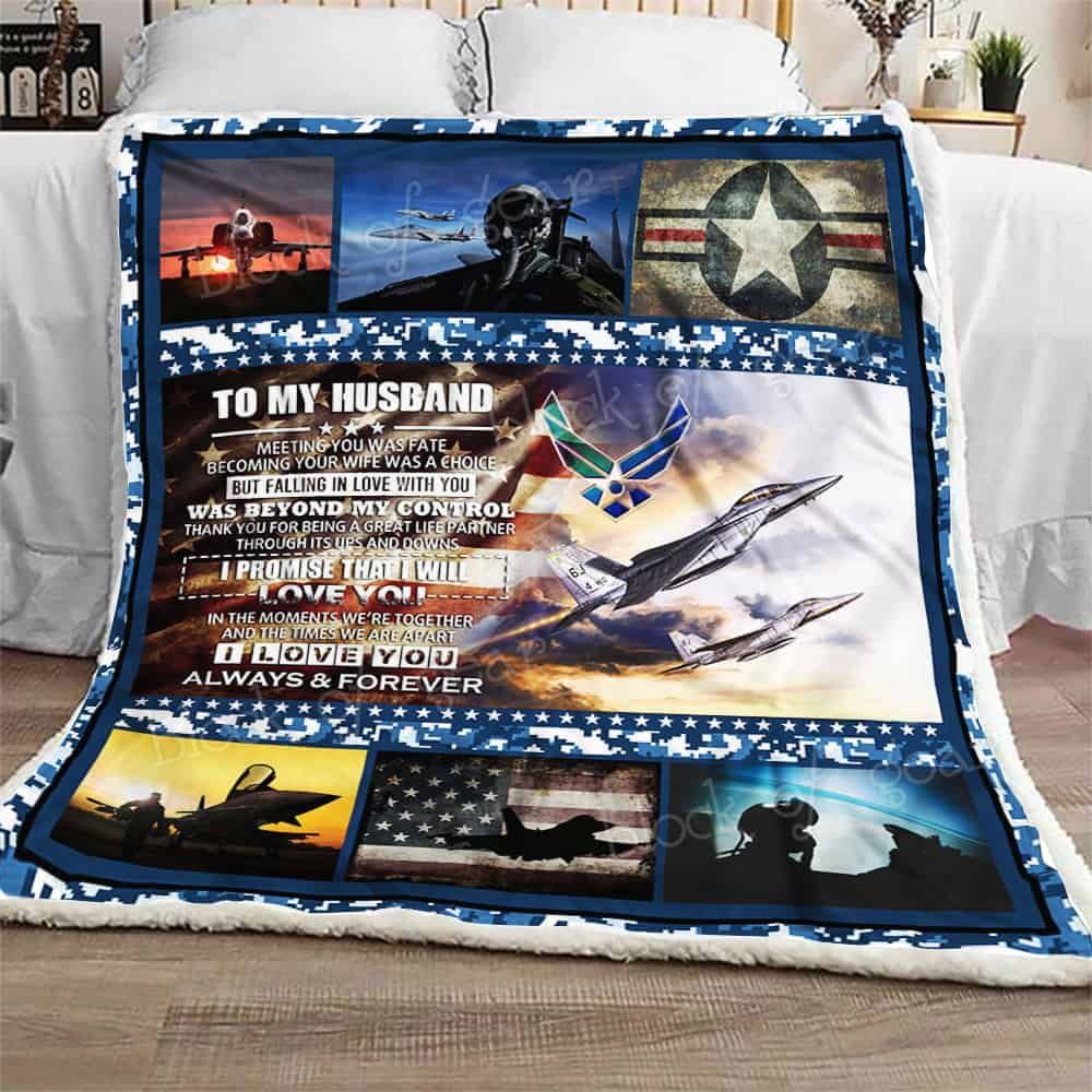 To My Husband U.S. Air Force Fleece Blanket