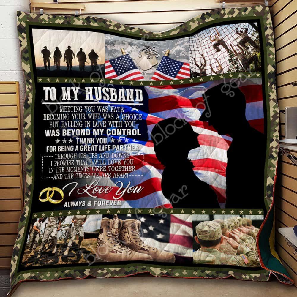 To My Husband, U.S. Army CL2100542MDQ Quilt Blanket