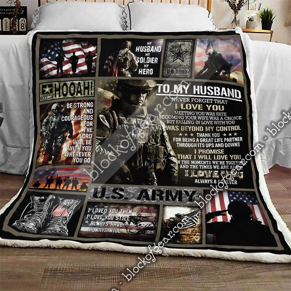 To My Husband U.S. Army Sherpa Fleece Blanket