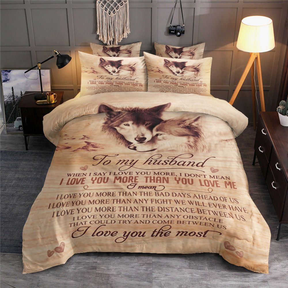 To My Husband Wolf Bedding Set