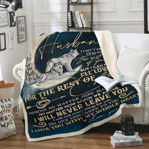 To My Husband Wolf Sherpa Fleece Blanket