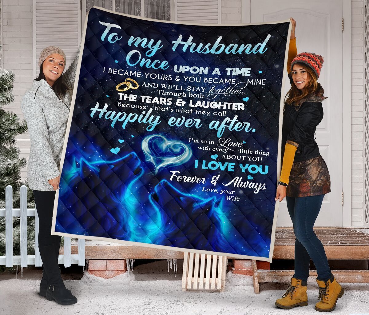 To My Husband Wolf Love GS-CL-NT1307 Quilt Blanket