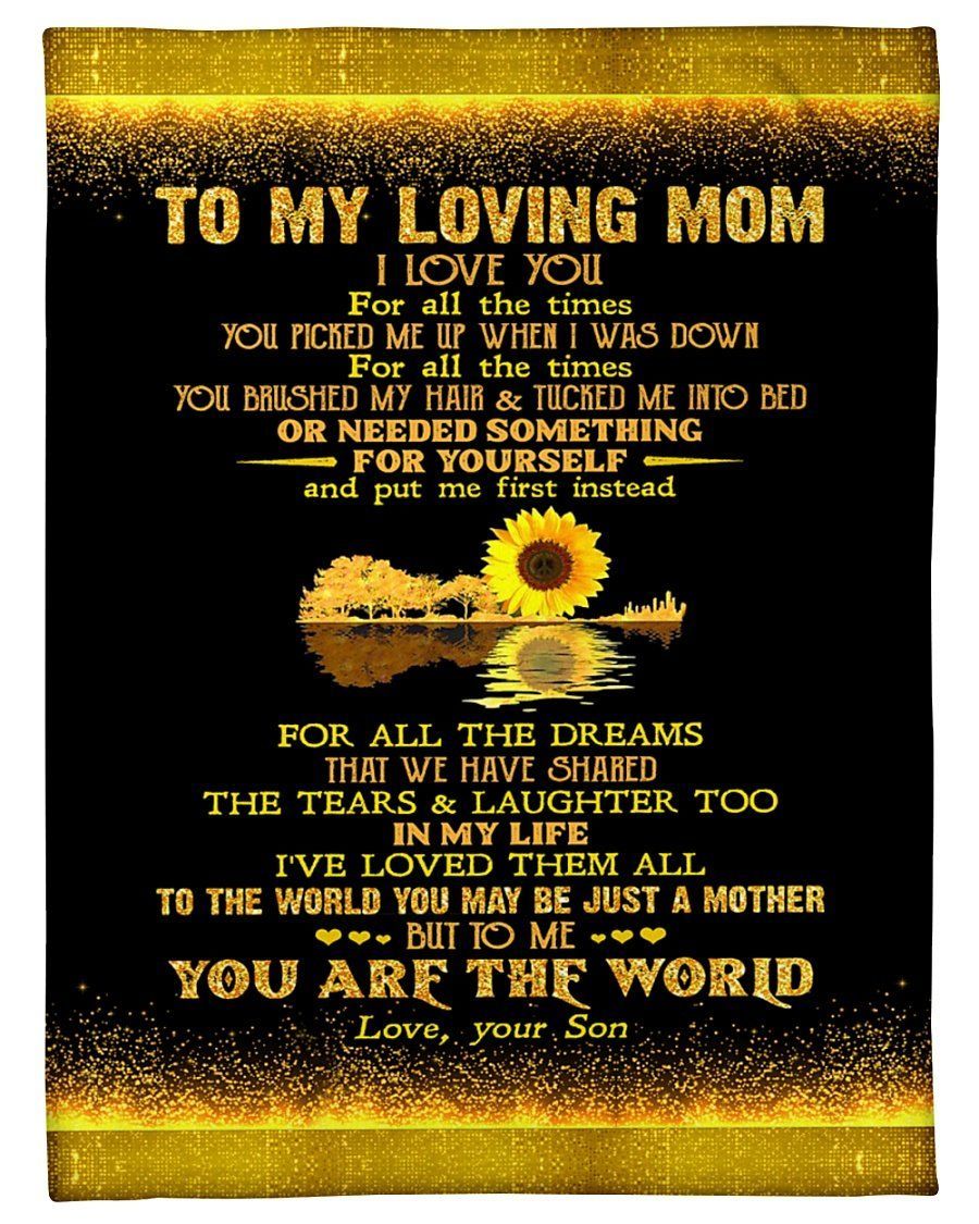 To My Loving Mom I Love You For All The Times Sunflower Fleece Blanket Fleece Blanket