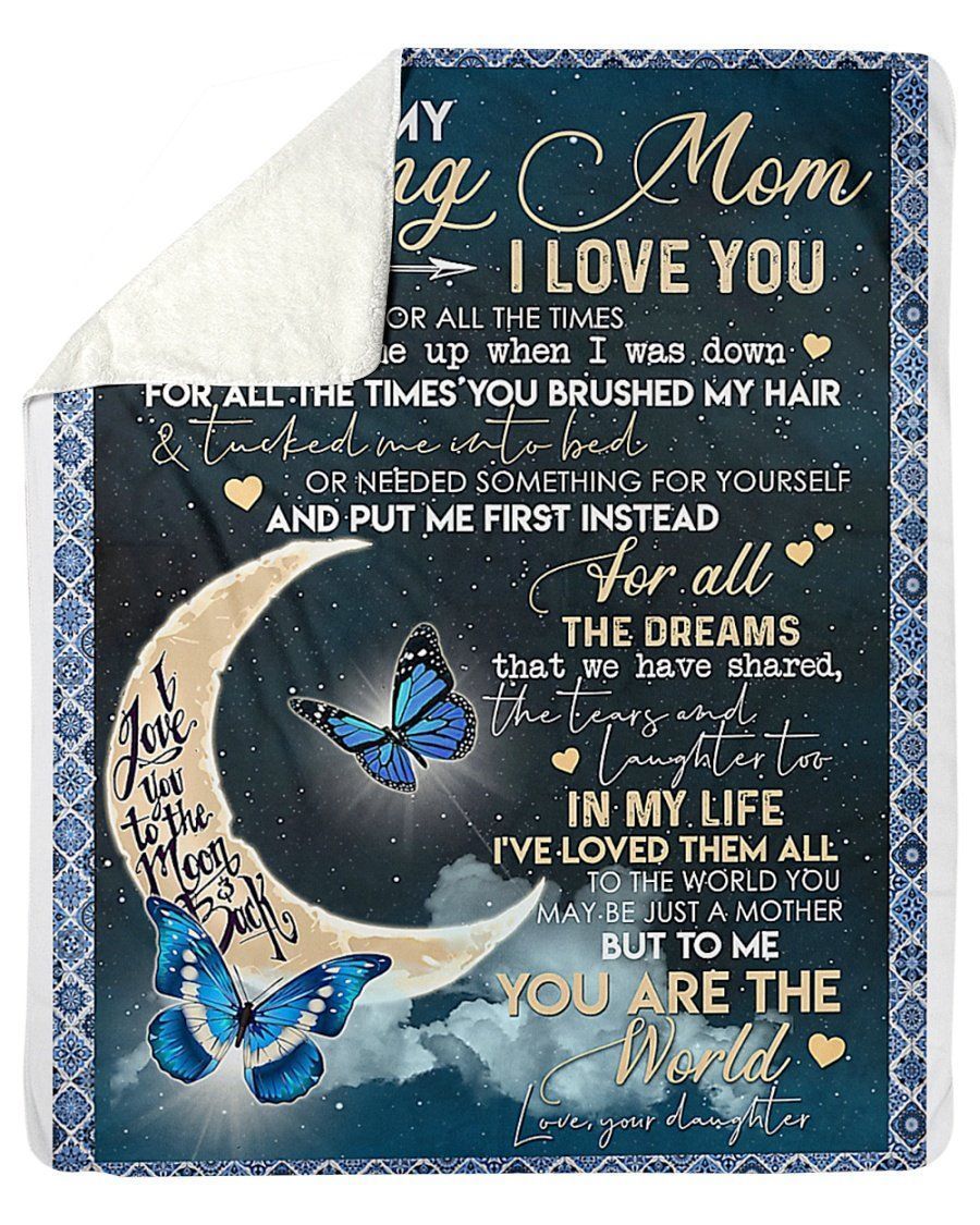 To My Loving Mom Love You To The Moon And Back Fleece Blanket