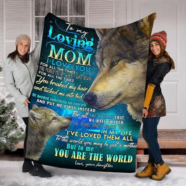 To My Loving Mom Wolf Sherpa Fleece Blanket
