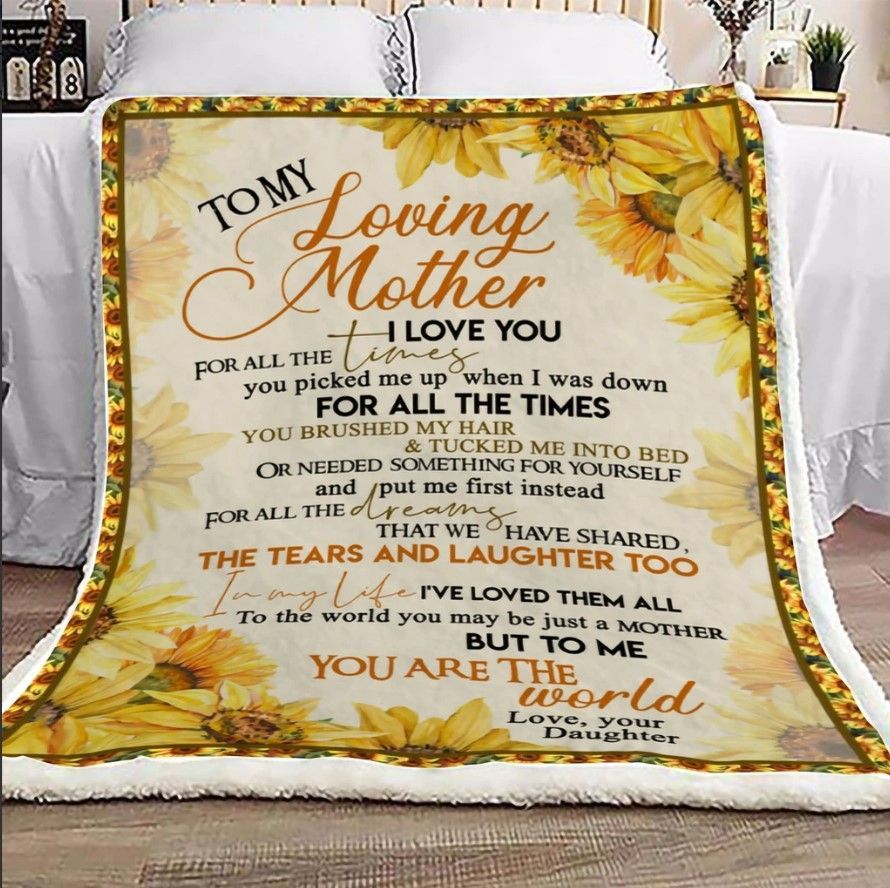 To My Loving Mother Sunflower Sherpa Fleece Blanket