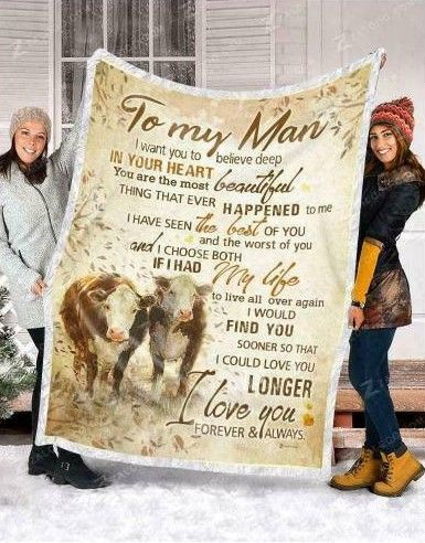 To My Man Cow Sherpa Fleece Blanket