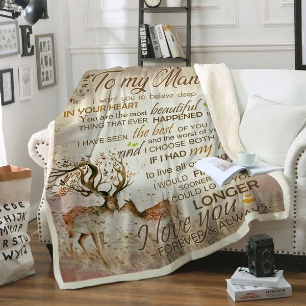 To My Man Hunting Sherpa Fleece Blanket