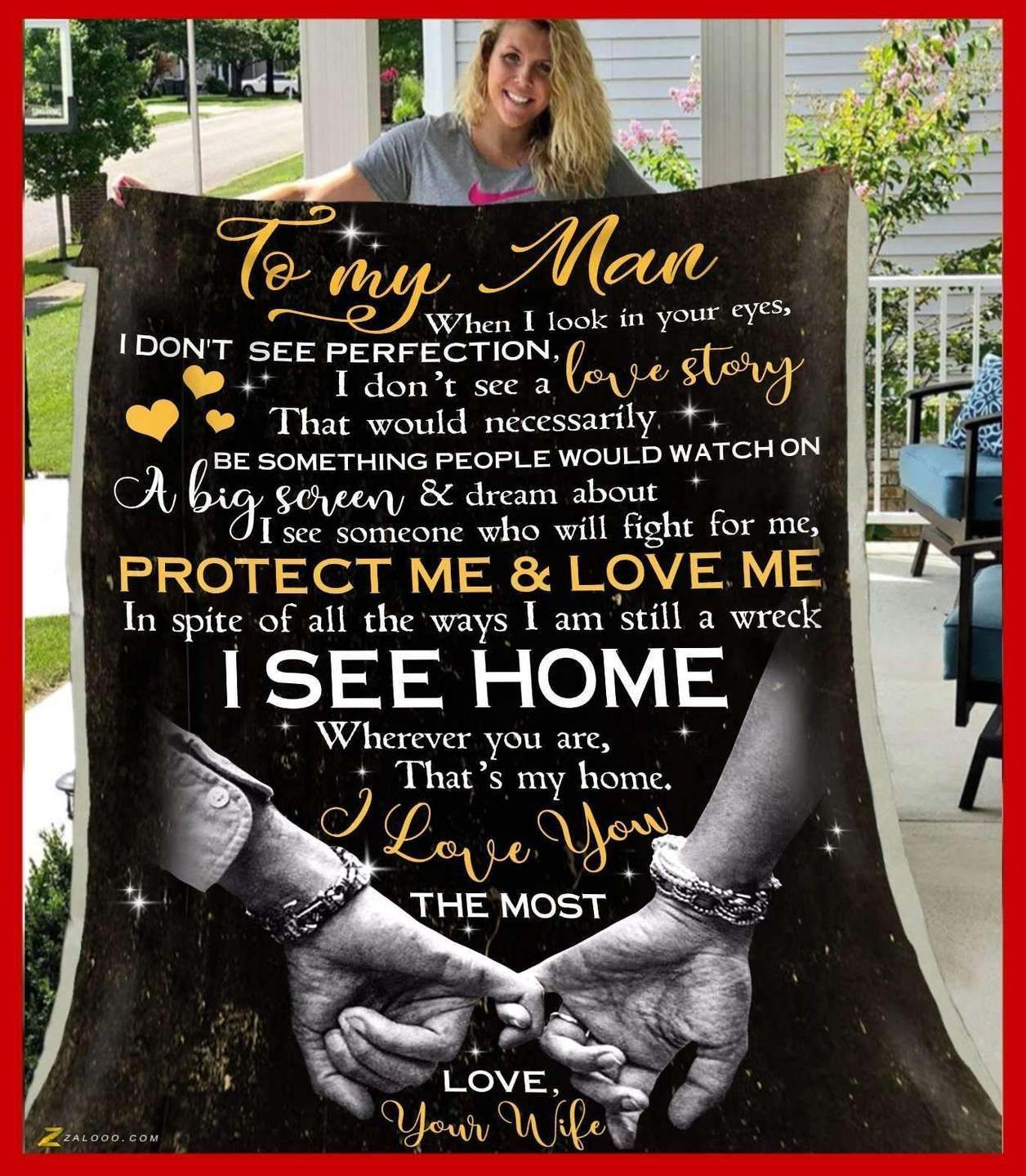 To My Man I See Home Sherpa Fleece Blanket