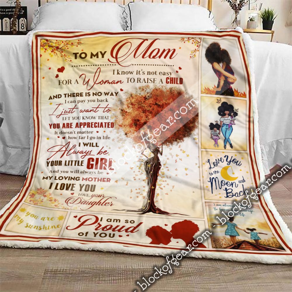 To My Mom Black Woman I Love You Sherpa Fleece Blanket