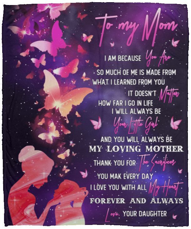 To My Mom Butterfly Sherpa Fleece Blanket