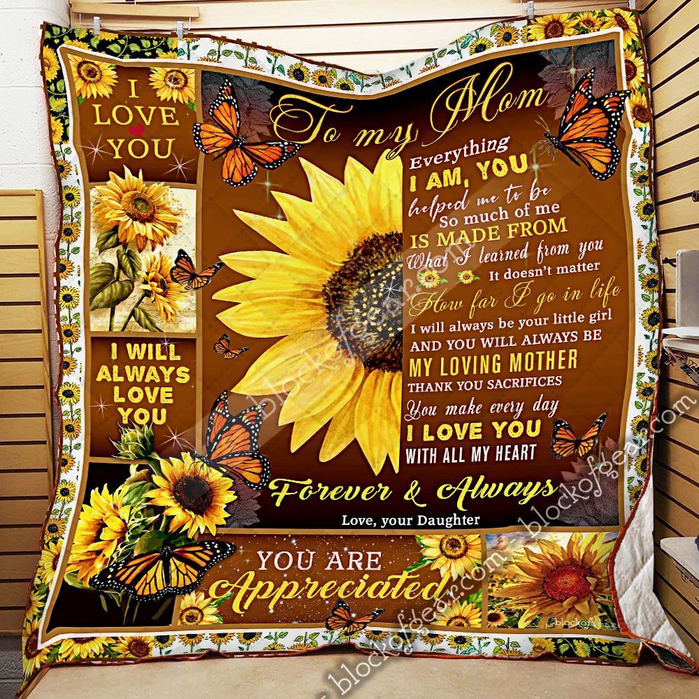 To My Mom Butterfly Sunflower GS-CL-LD0705 Quilt Blanket