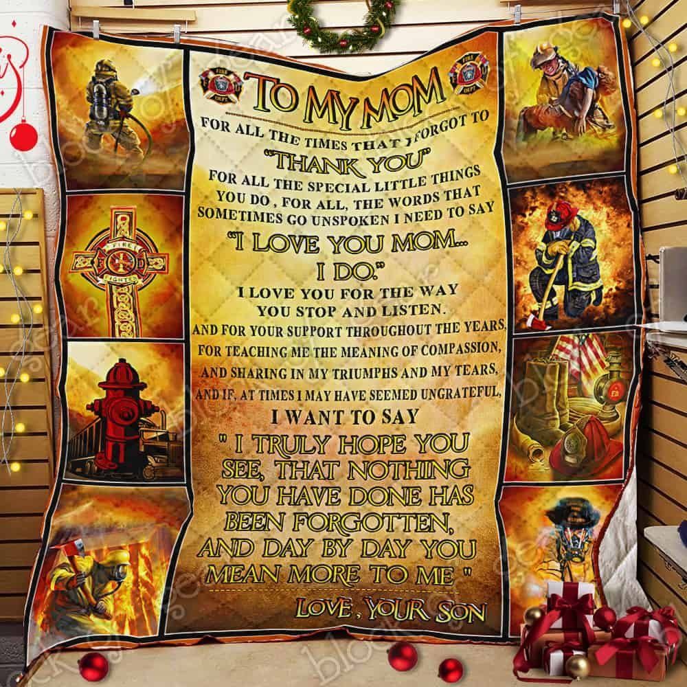 To My Mom Firefighter CL22100521MDQ Quilt Blanket