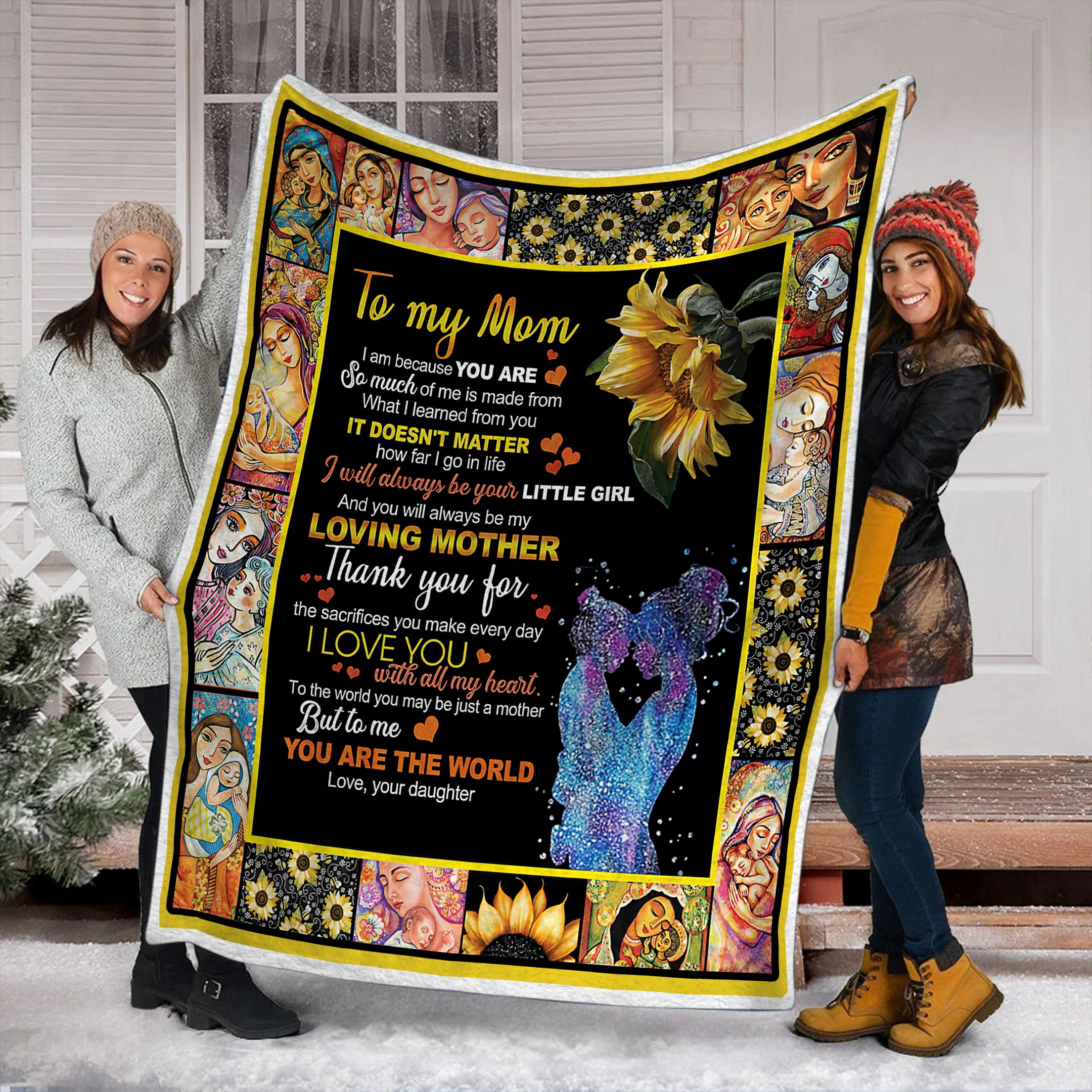 To My Mom from Daughter Sunflower Fleece Blanket