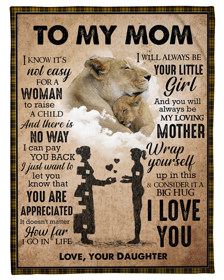 To My Mom From Daughter White Gift Lion Fleece Blanket Fleece Blanket