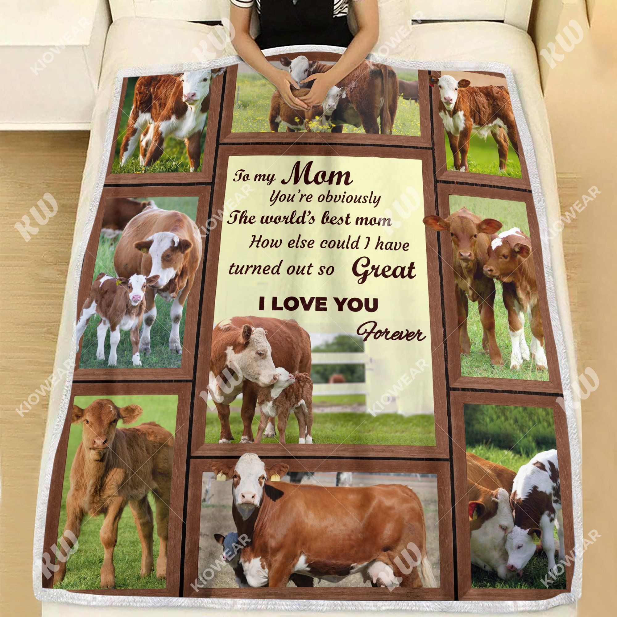 To My Mom From Little Cow Sherpa Fleece Blanket