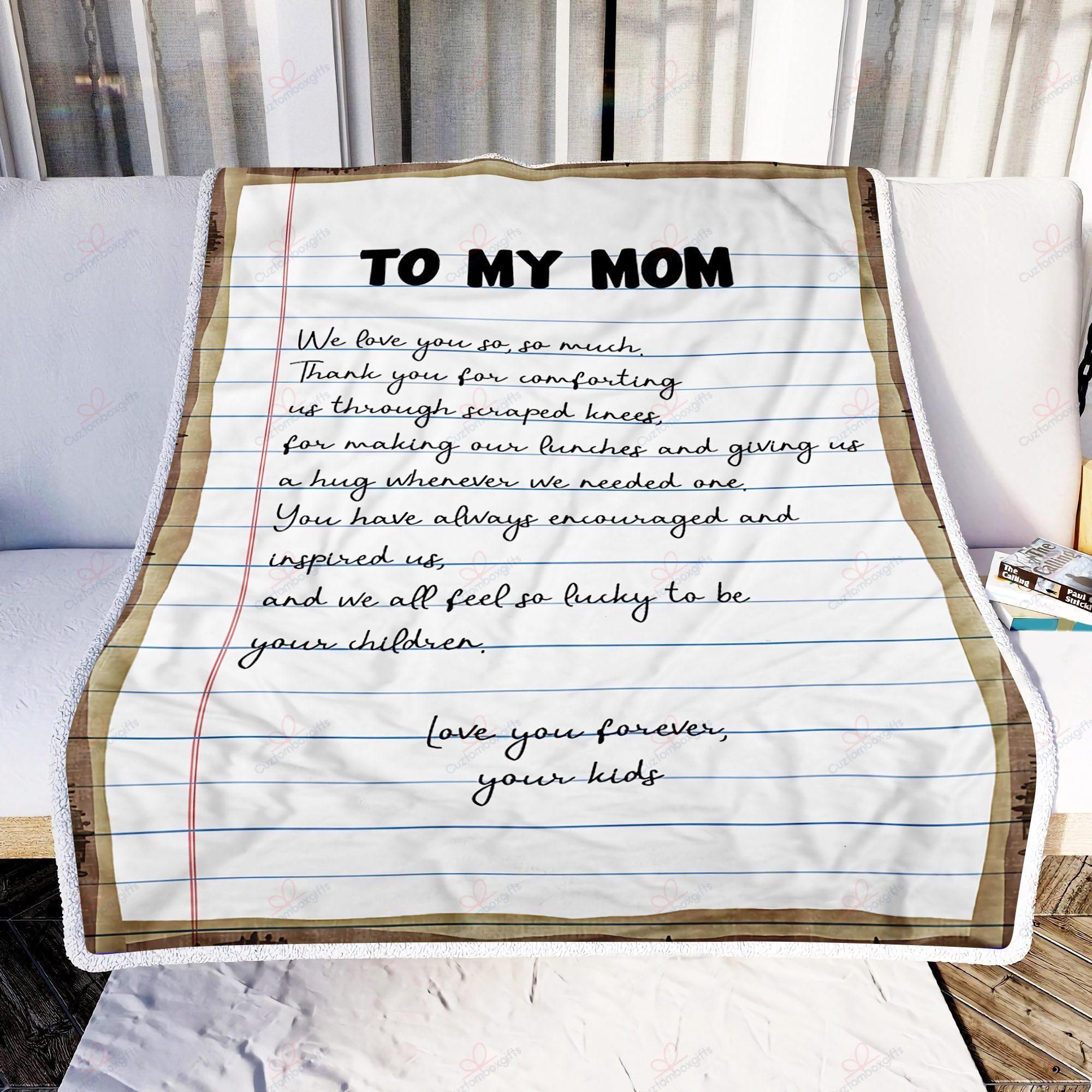 To My Mom Letter We Love You Sherpa Fleece Blanket