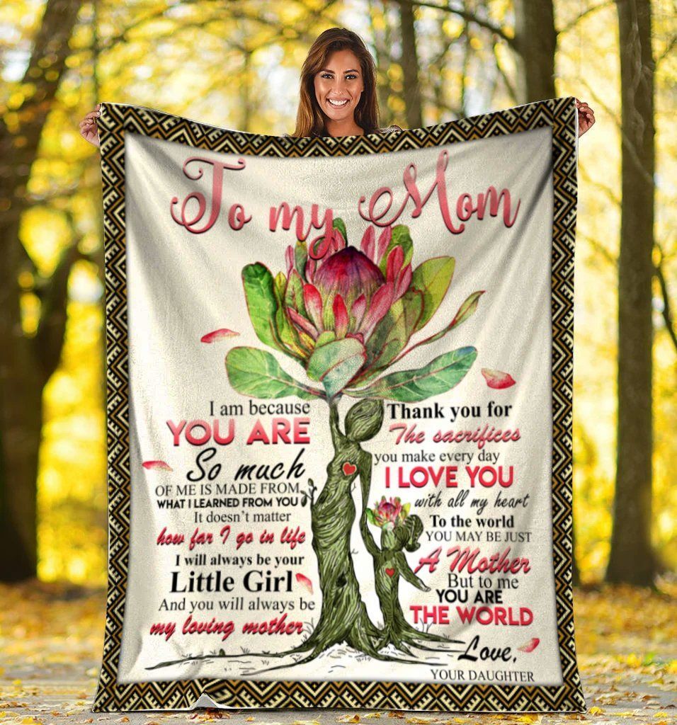 To My Mom Mom And Daughter Protea Flower Sherpa Fleece Blanket