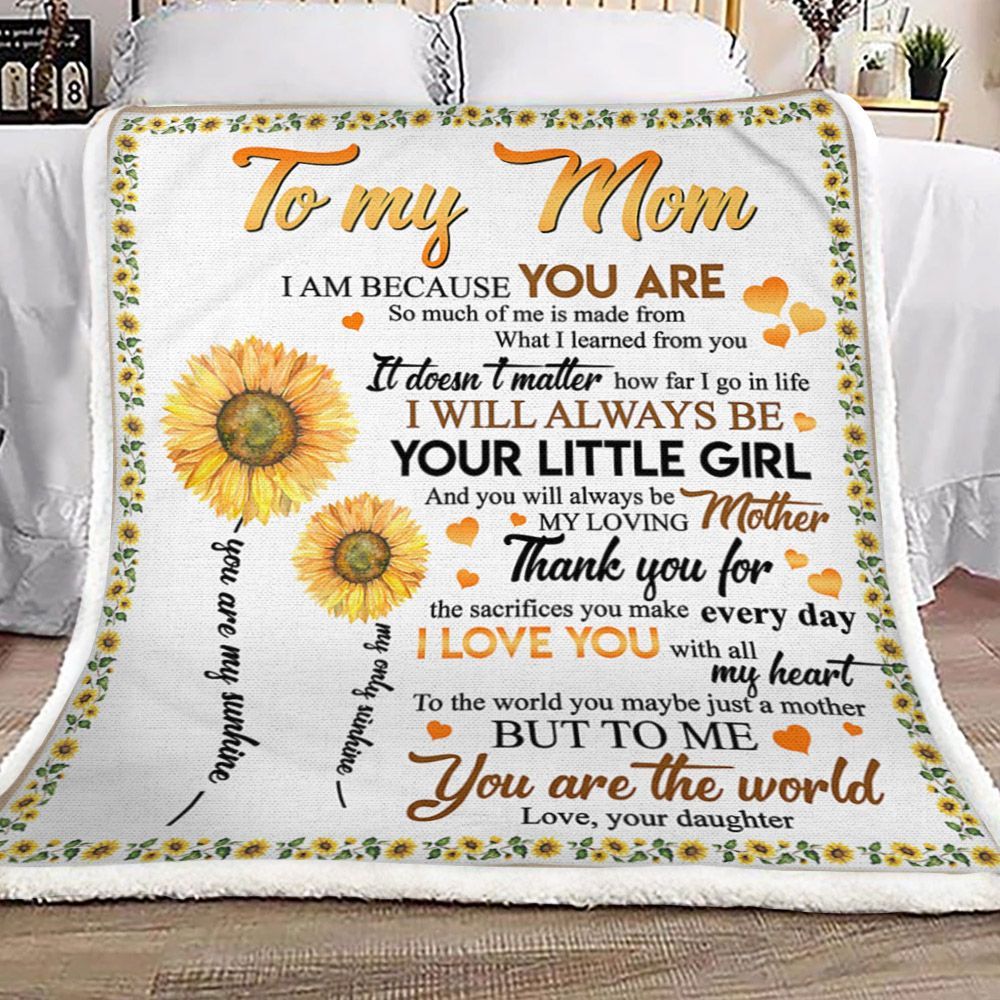 To My Mom Sunflower Sherpa Fleece Blanket