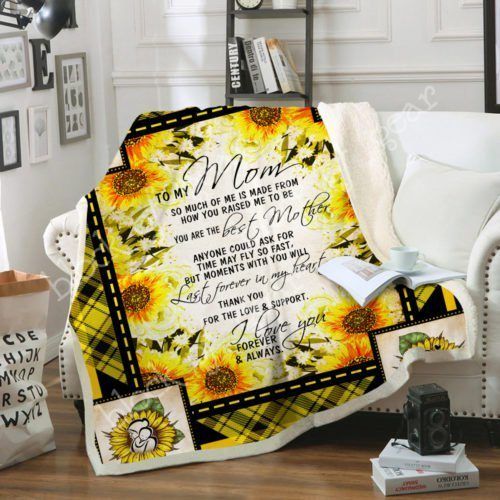To My Mom Sunflower Sherpa Fleece Blanket