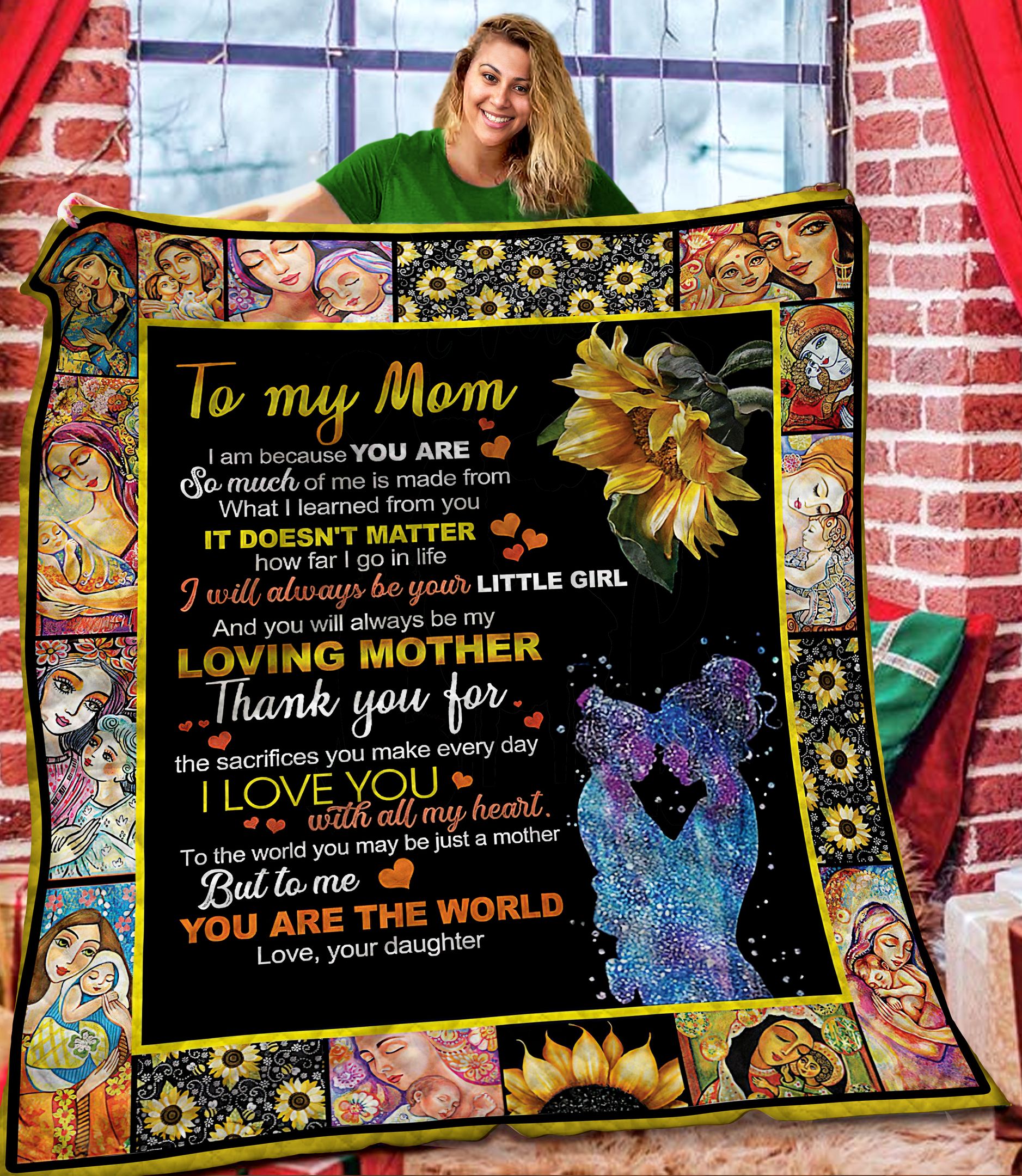 To My Mom Sunflower DTH161103HD Quilt Blanket