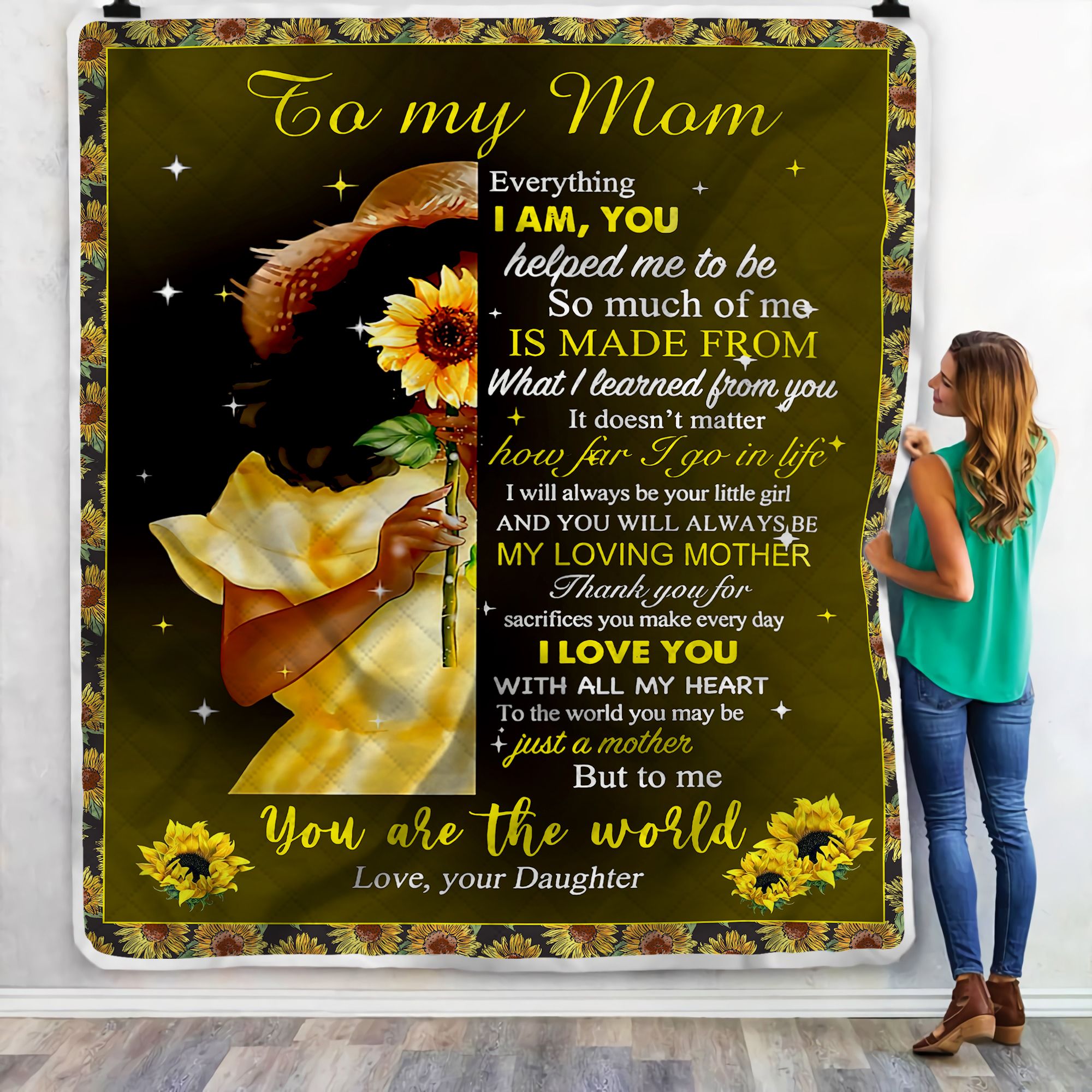 To My Mom Sunflower Fleece Blanket