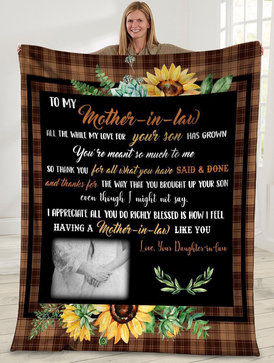 To My Mother In Law All The While My Love For Your Son Sunflower Soft Fleece Blanket