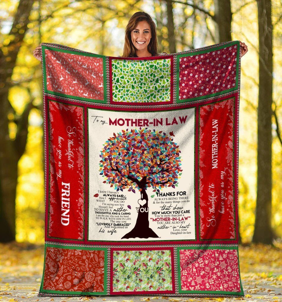 To My Mother-in-law Colorful Tree You’re Also My Mother In Heart Fleece Blanket