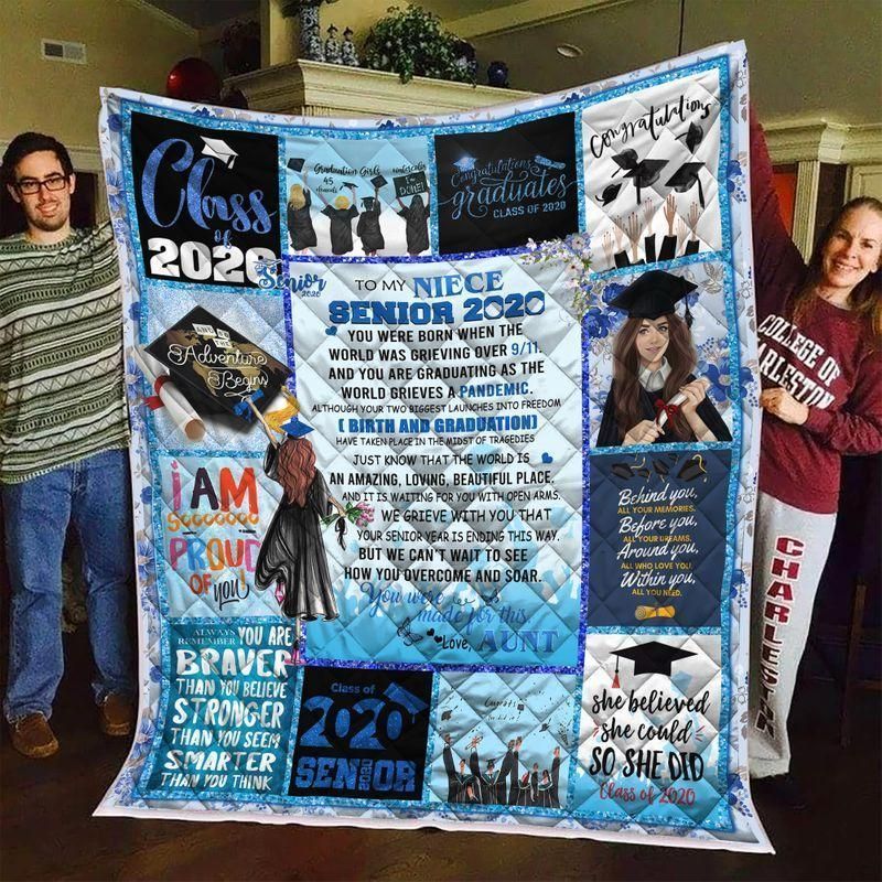 To My Niece Happy Senior 2020 Soft Fleece Blanket