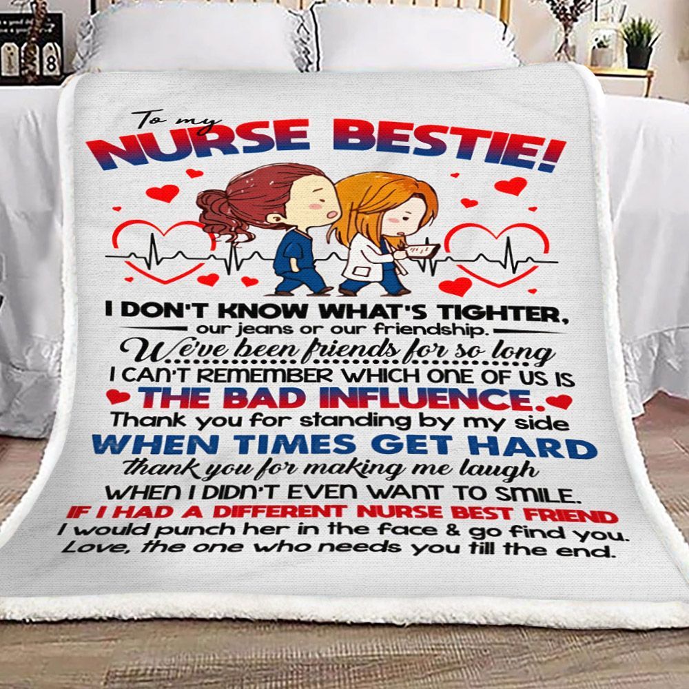 To My Nurse Bestie Sherpa Fleece Blanket