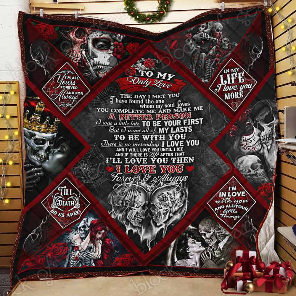 To My Only Love Skull Couple GS-CL-NT2810 Quilt Balnket