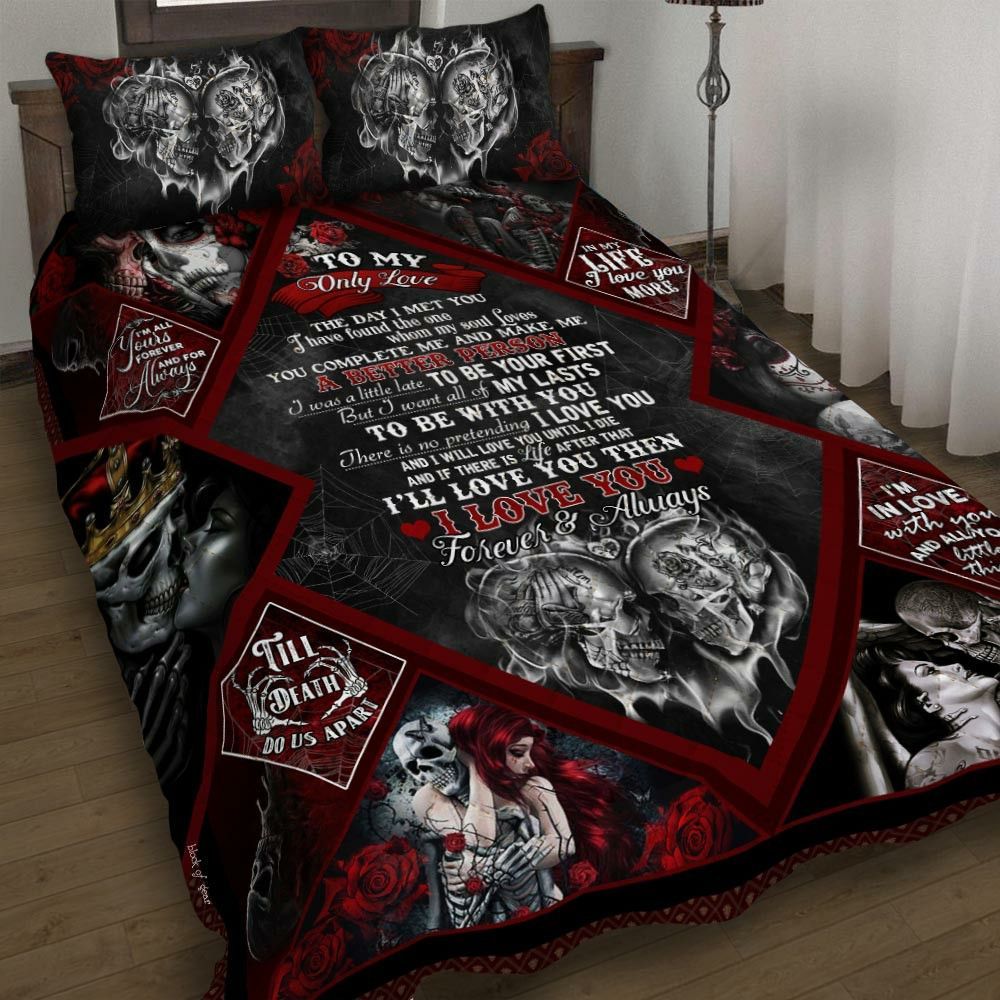 To My Only Love Skull Couple Bedding Set