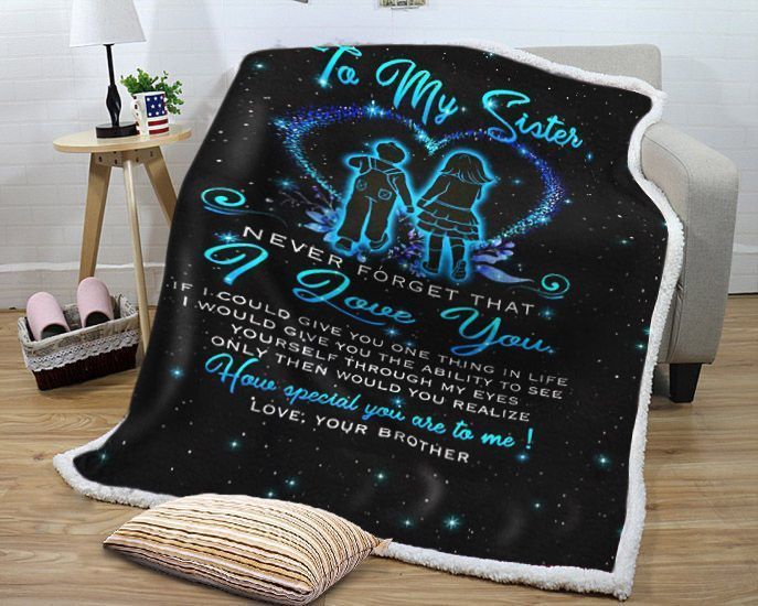 To My Sister I Love You Your Brother Sherpa Fleece Blanket