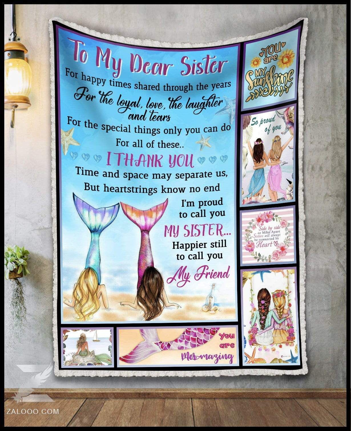 To My Sister Mermaid Sherpa Fleece Blanket