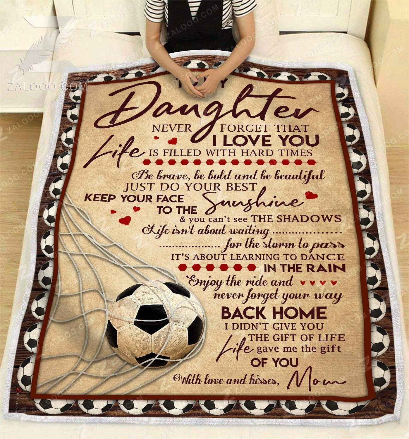 To My Soccer Daughter Mom Sherpa Fleece Blanket