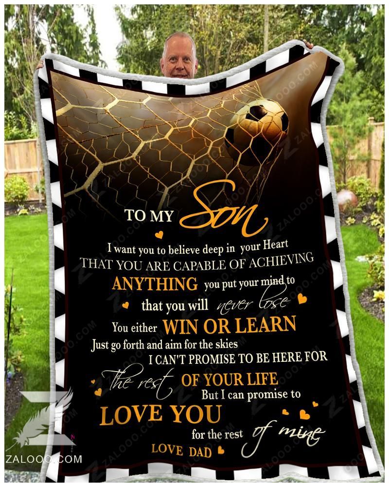 To My Soccer Son Dad Sherpa Fleece Blanket