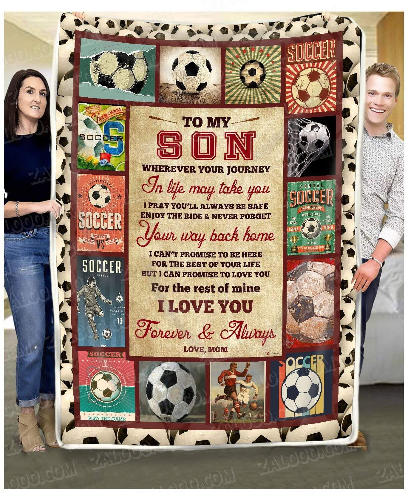 To My Soccer Son Mom Sherpa Fleece Blanket