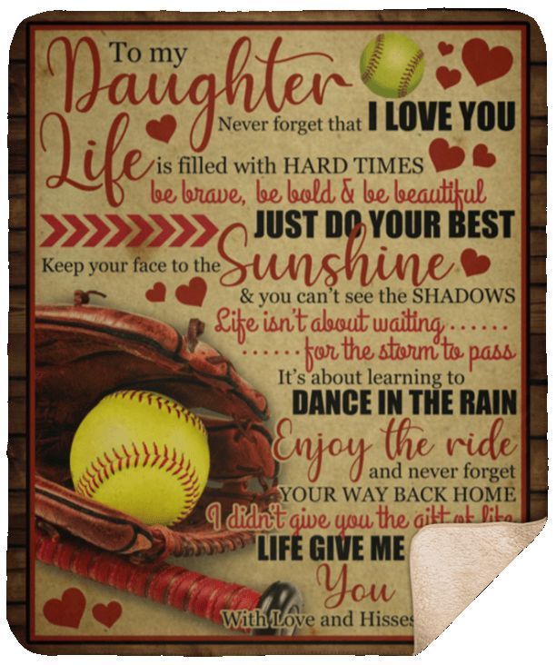 To My Softball Daughter Sherpa Fleece Blanket