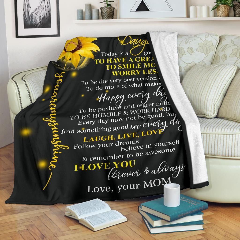 To My Softball Daughter Sherpa Fleece Blanket